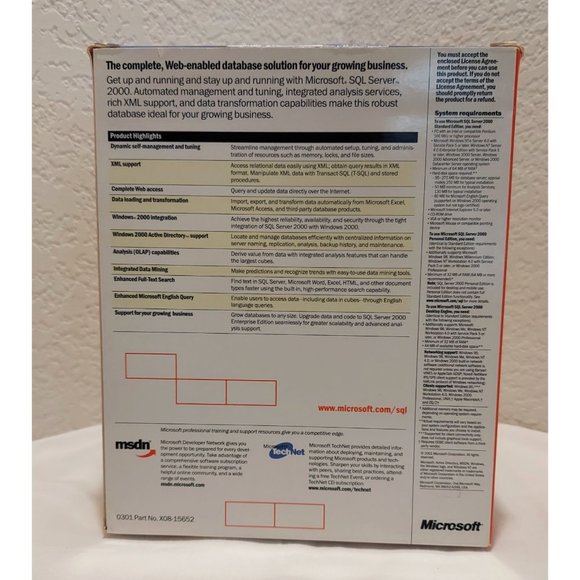 Microsoft SQL Server 2000 Standard Edition w/5 Client Licenses - 228-00690 - Picture 2 of 8